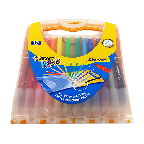 Caixa de plástico com 12 marcadores
