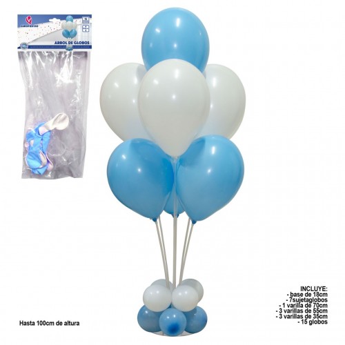 Estrutura de 1 metro com 15 balões. Azul e Branco.