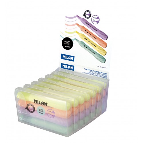 Expositor com Blisters de 4 marcadores fluorescentes pastel