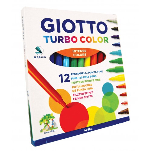 Caixa com 12 marcadores Giotto Turbocolor